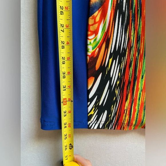 Frank Lyman royal blue multi color  print dress Sz 8 - Picture 6 of 8
